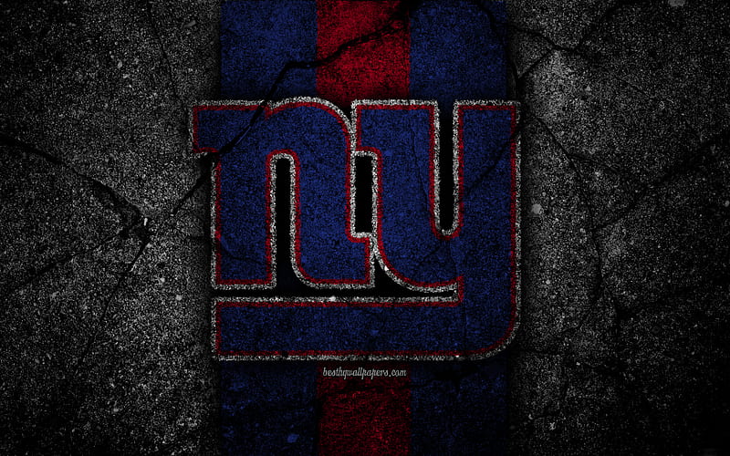 New York Giants, logo, black stone, NFL, NFC, american football, USA, NY Giants, asphalt texture, East Division, HD wallpaper