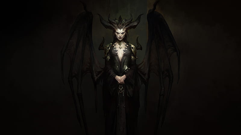 Diablo 4 Black Dress Girl Warrior With Horns Diablo 4, HD wallpaper