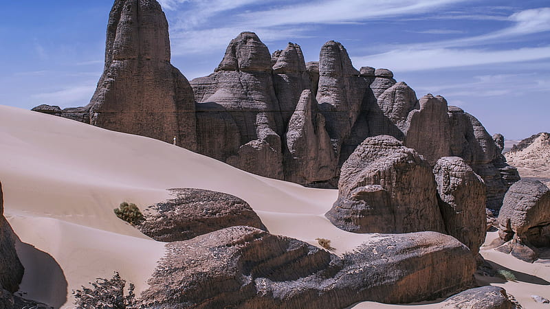Africa Algeria Desert Dune National Park Rock Sahara Sand Tadrart Tassili N'Ajjer African, HD wallpaper