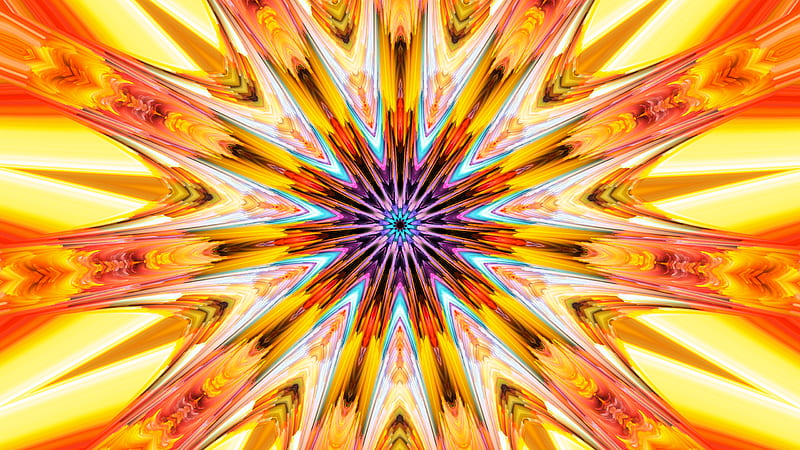 Artistic Yellow And Orange Colors Digital Art Kaleidoscope Abstract, HD wallpaper
