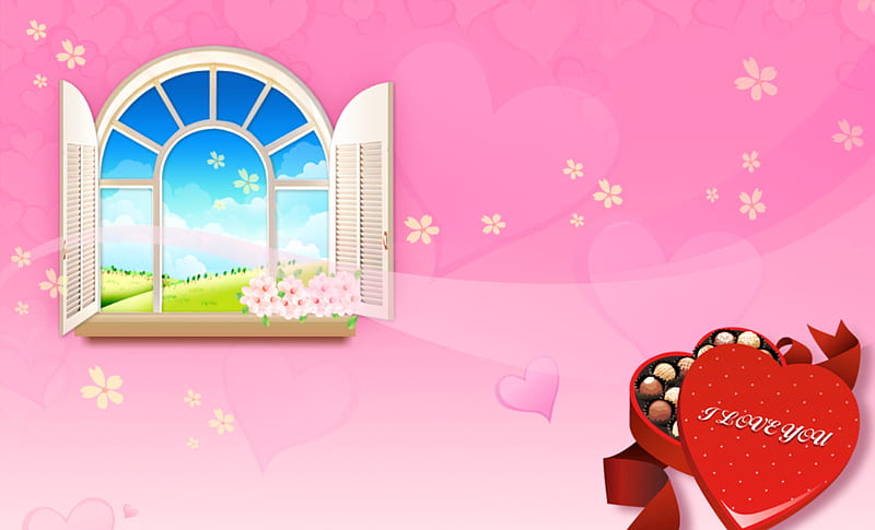 Love window, window, pink, love, heart, HD wallpaper | Peakpx