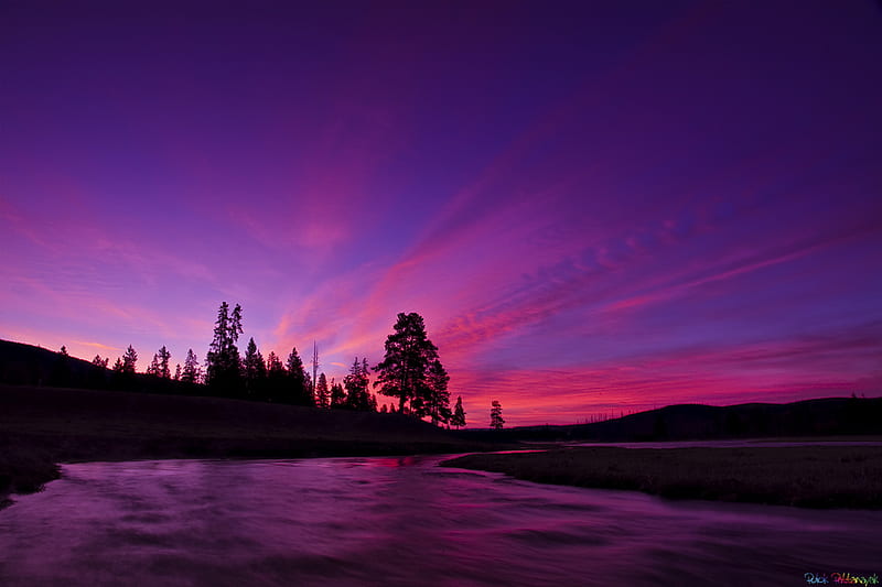 Purple Dawn, yellowstone national park, dawn, purple, bonito, clouds, sky, pulok pattanayak, HD wallpaper