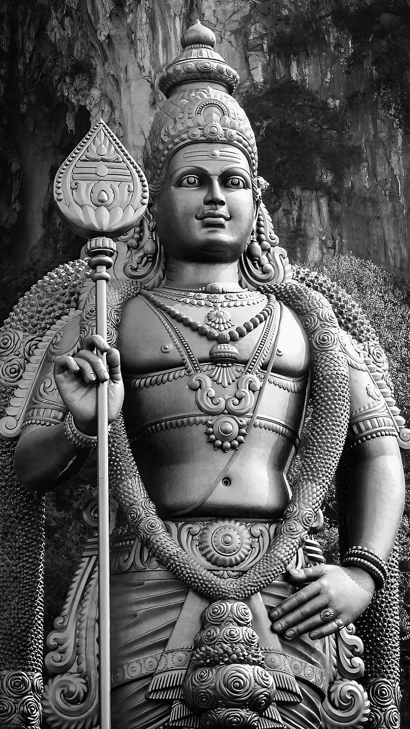 Murugan Stills, Statue In Black And White, lord murugan statue in ...