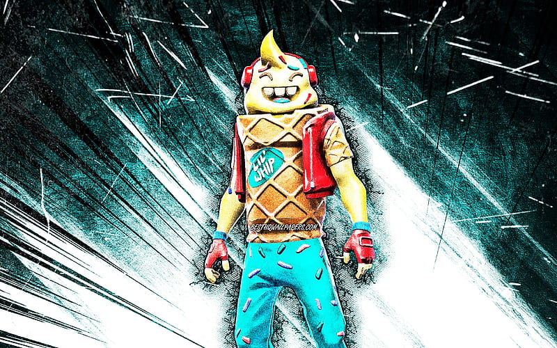 Lil Whip, grunge art, 2020 games, Fortnite Battle Royale, Fortnite characters, blue abstract rays, Lil Whip Skin, Fortnite, Lil Whip Fortnite, HD wallpaper