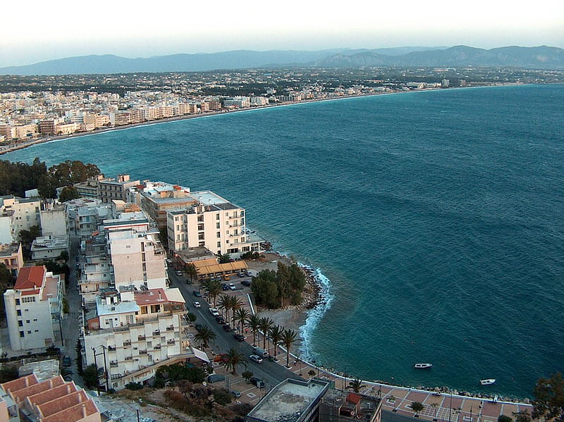 Loutraki city, Greece, sea, Corinth, Peloponnese, bonito, excursion, Isthmus, casino, sky, water, graphy, city, blue, HD wallpaper