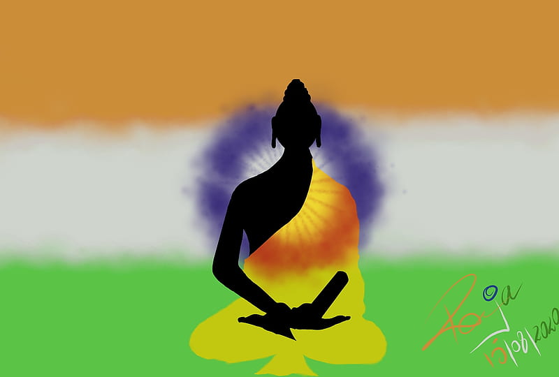 Just PEACE, buddha, indian flag, peace, HD wallpaper