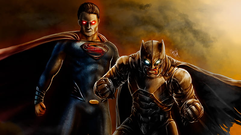 Batman Superman , batman, superman, superheroes, artwork, digital-art, behance, HD wallpaper