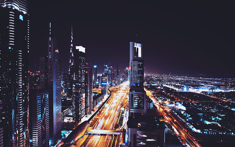 Dubai, modern buildings, UAE, nightscapes, cityscapes, skyscrapers, United Arab Emirates, HD wallpaper