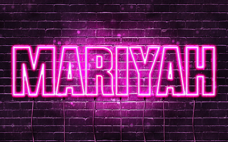 Mariyah, , with names, female names, Mariyah name, purple neon lights, Happy Birtay Mariyah, popular arabic female names, with Mariyah name, HD wallpaper