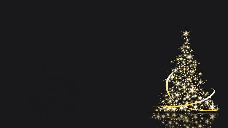 Glittering Christmas Tree In Black Background Christmas, HD wallpaper