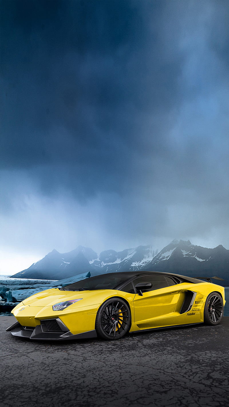 Lamborghini SV, auto, aventador, car, carros, lambo, lamborghini, supercar, wheels, yellow, HD phone wallpaper