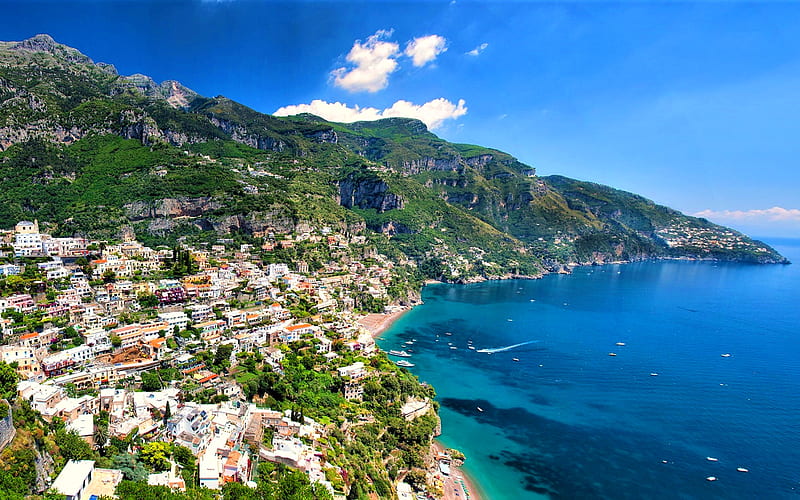 Positano, summer, sea, coast, Italy, Amalfi, Europe, HD wallpaper | Peakpx
