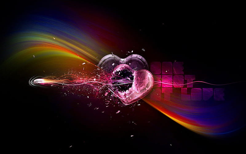 One Shot at Love, multicolor, black background, graphics, corazones, vector, HD wallpaper