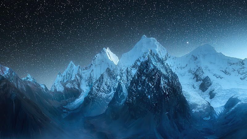 Cordillera Huayhuash Peru, mountains, stars, snow, nature, HD wallpaper