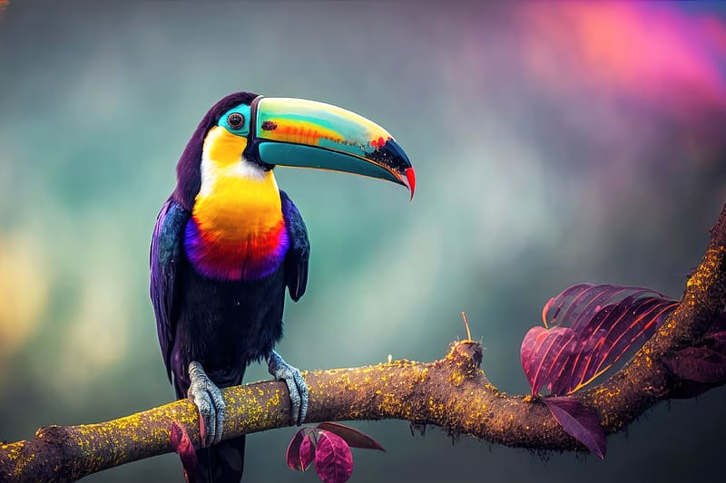 Colorful Toucan, beak, animal, toucan, bird, colorful, HD wallpaper