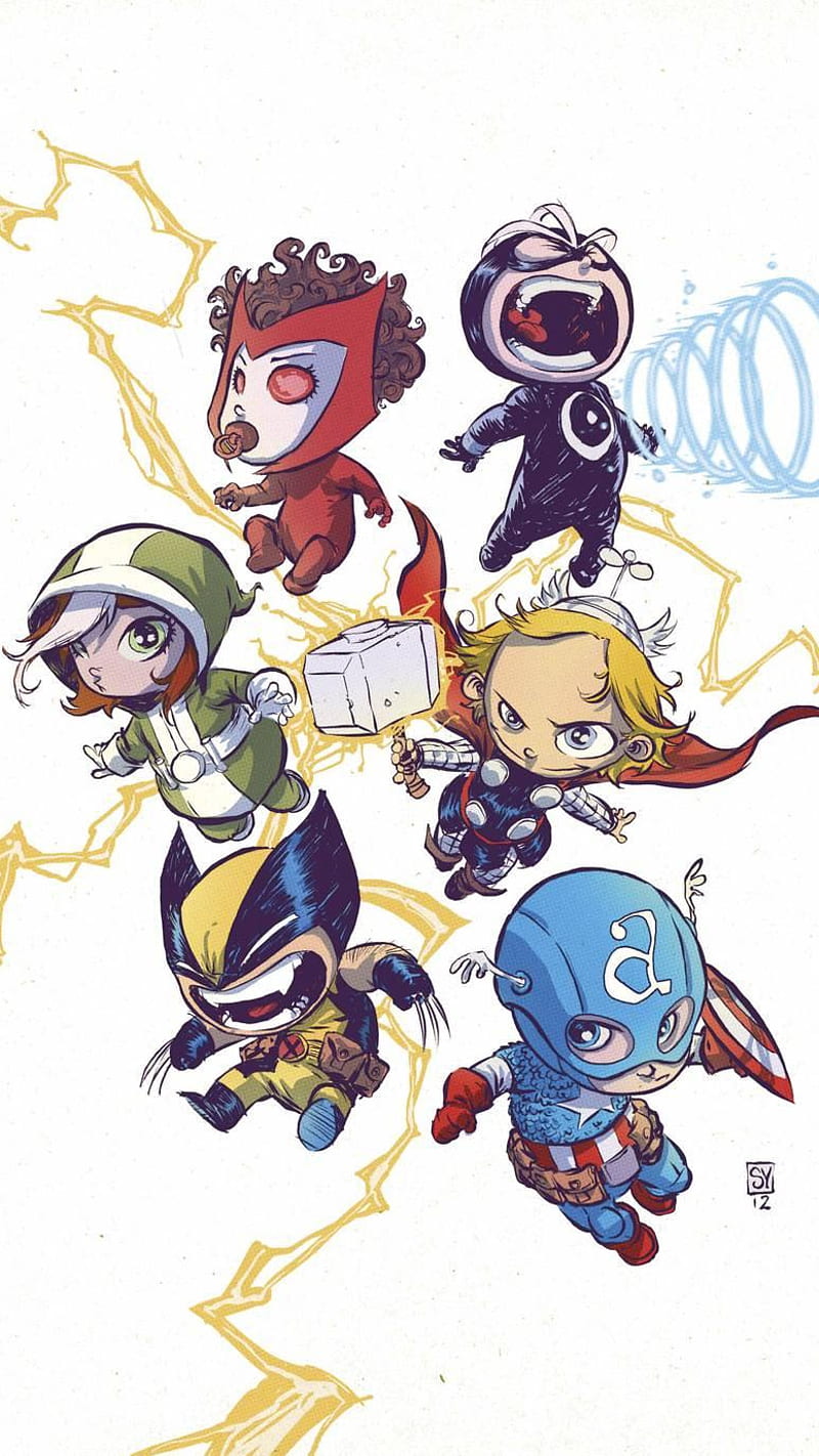 Chibi Avengers, cartoon, comics, tiny, x-men, HD phone wallpaper | Peakpx
