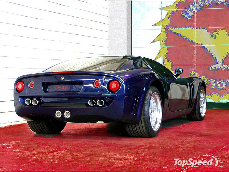 bizzarrini gts 4.4 v, silver alloys, red floor, blue, front engine, HD wallpaper