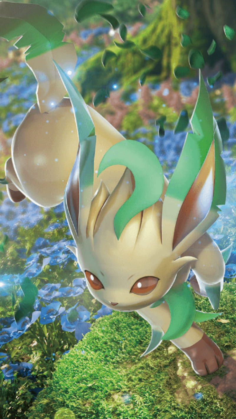 Pokemon, leafeon, green, plant, HD wallpaper
