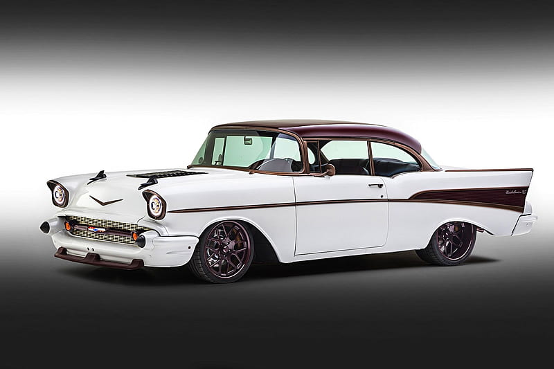 1957-Chevy-Bel-Air, White, GM, Bowtie, Muscle, Classic, HD wallpaper