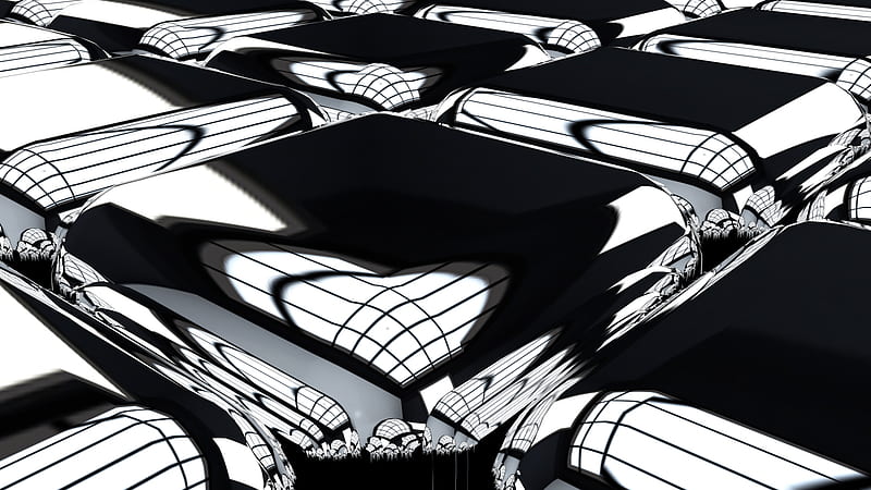 3D Black & White CGI Digital Art Abstract, HD wallpaper