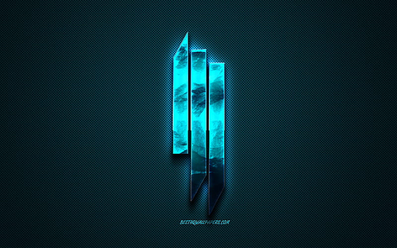 Skrillex logo, blue creative logo, American DJ, Skrillex emblem, blue  carbon fiber texture, HD wallpaper | Peakpx