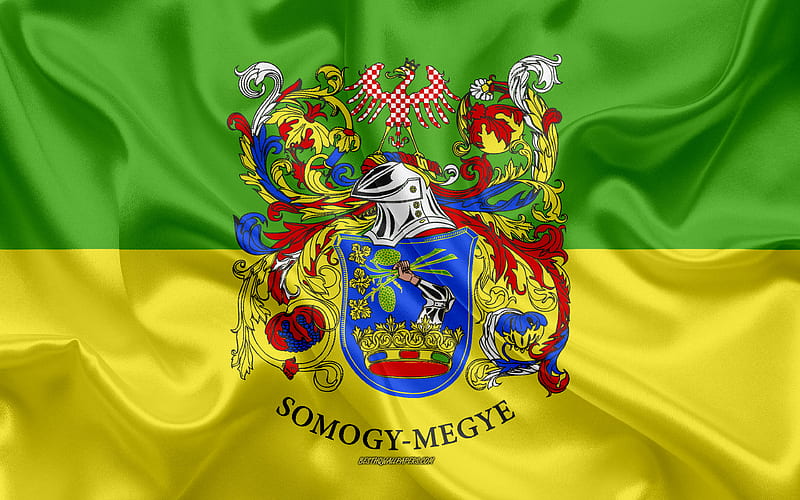 Flag of Somogy County silk flag, Hungarian county, silk texture, Somogy flag, Hungary, grunge art, Somogy, Counties of Hungary, HD wallpaper