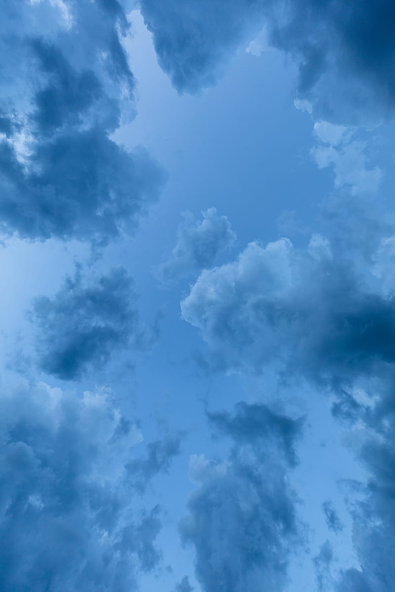low angle view of blue clouds, HD phone wallpaper