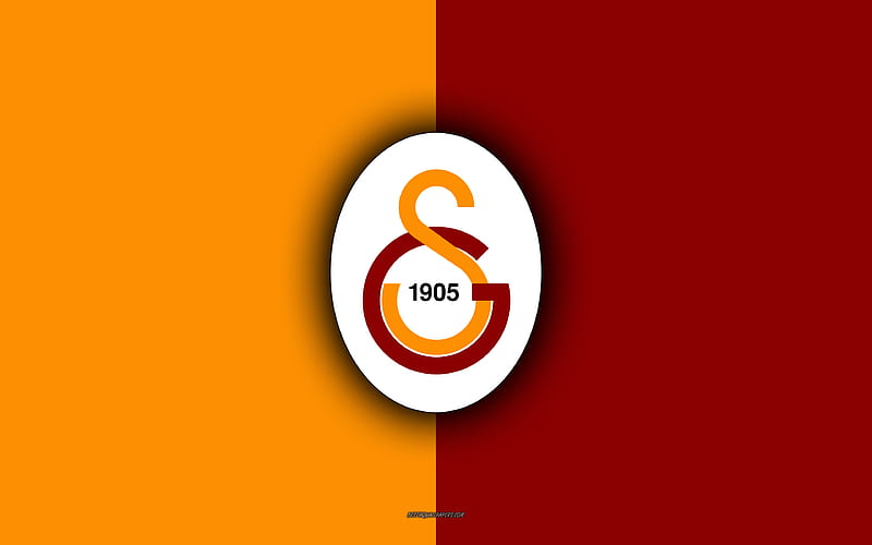 Galatasaray, Istanbul logo, emblem, red yellow background, Turkey, Turkish football club, HD wallpaper