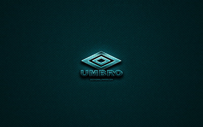 Umbro glitter logo, creative, blue metal background, Umbro logo, brands, Umbro, HD wallpaper