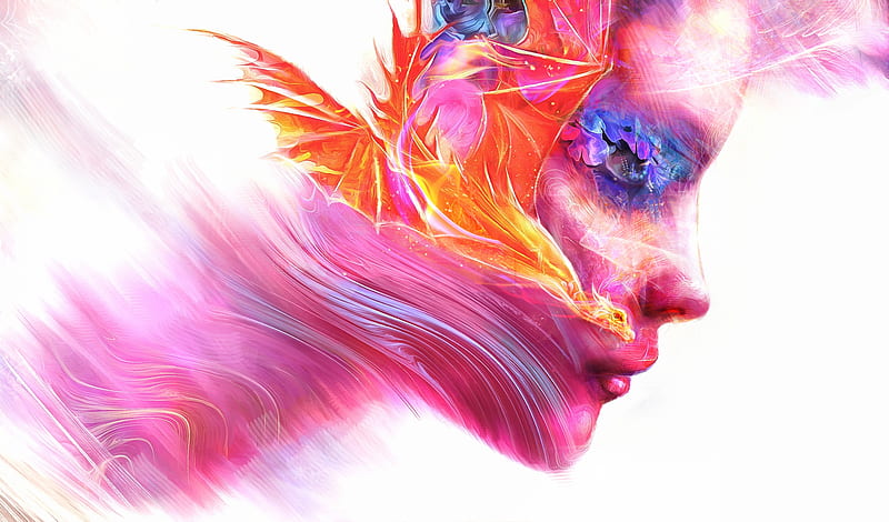 Colorful Women Face Artwork, colorful, face, women, artwork, digital-art, HD wallpaper