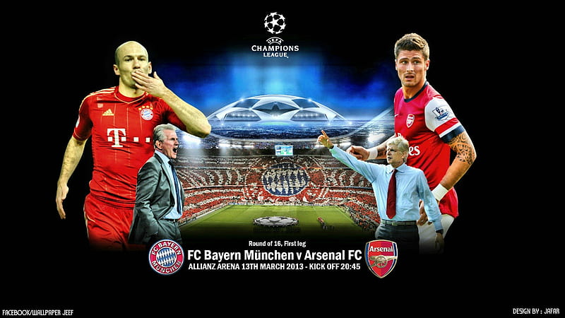 Bayern München - Arsenal, arsenal, abstract, robben, nike, adidas, champions league, bayern munchen, football, HD wallpaper