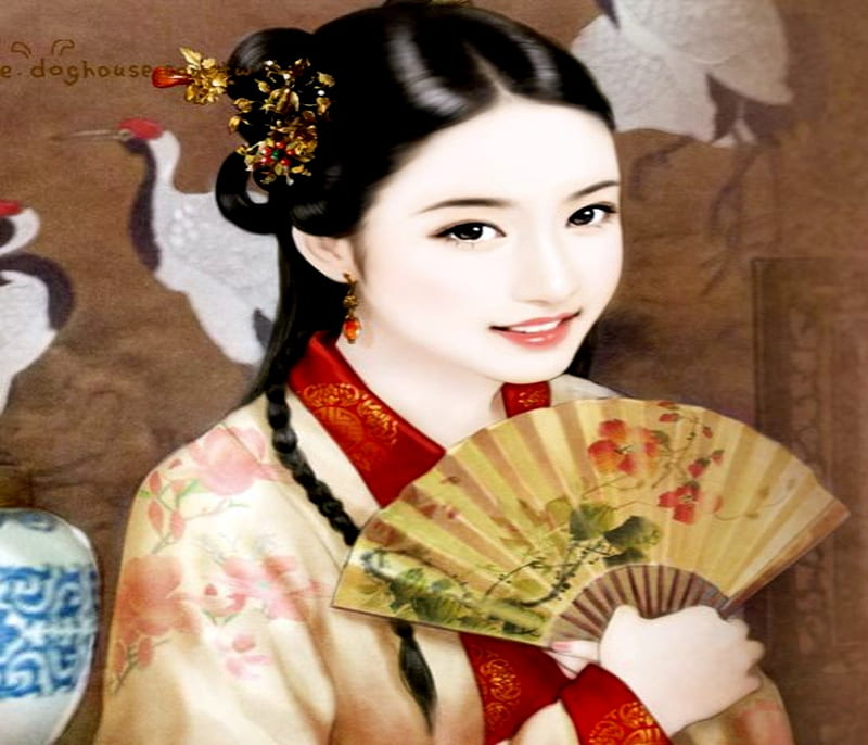 720P free download | Chinese Girl With Hand Fan, Girl, Fan, Chinese ...