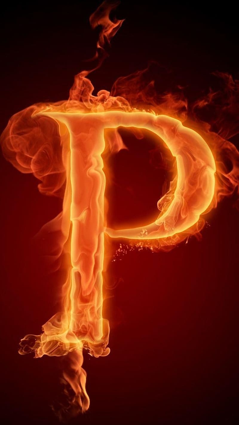 P Letter Design In Flame, p letter design, flame, fire, alphabet, HD phone wallpaper