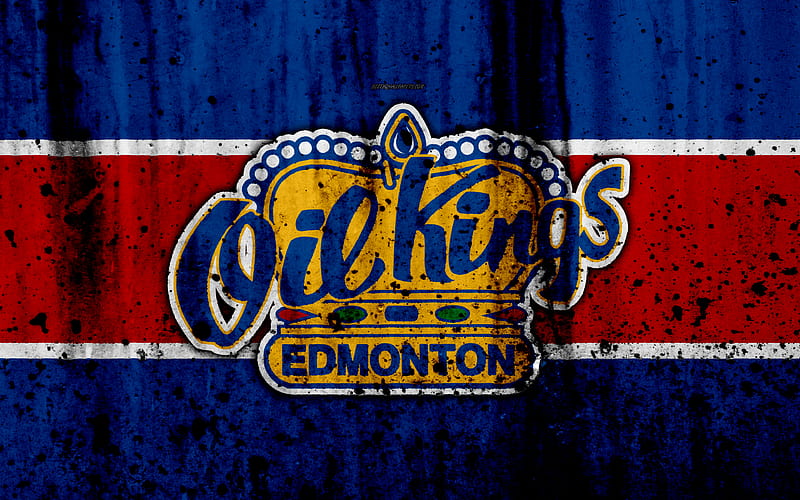 Edmonton Oil Kings grunge, WHL, hockey, art, Canada, logo, stone texture, Western Hockey League, HD wallpaper