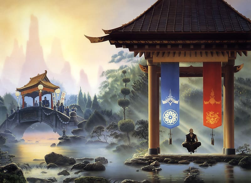 Fantasy, Monk, Oriental, Meditation, Japanese, HD wallpaper