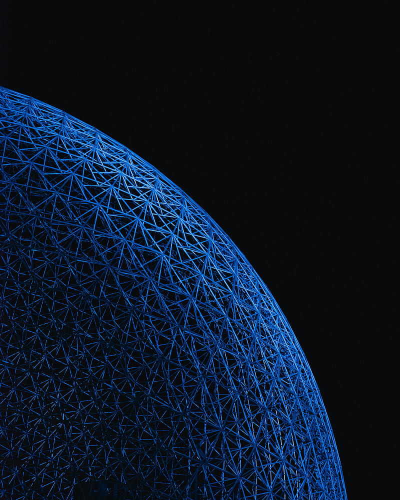 ball, sphere, surface, wicker, blue, HD phone wallpaper
