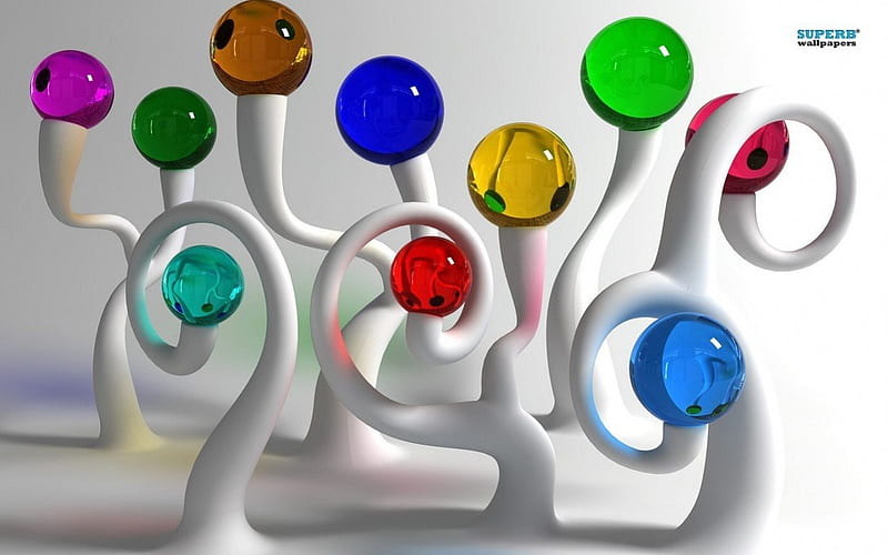 MARBLE TREE, glass, 3d, balls, cg, toys, imagination, abstract design, HD wallpaper
