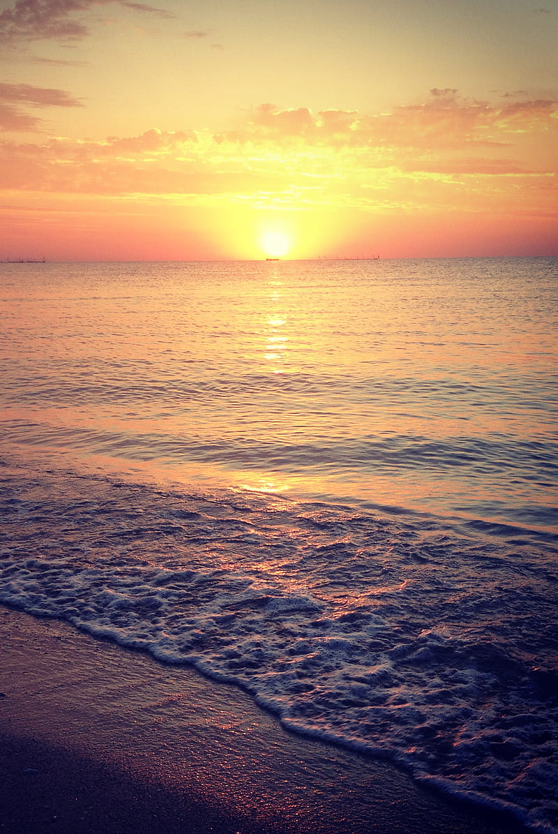 sunrise costinesti, rise, sea, sun, HD phone wallpaper