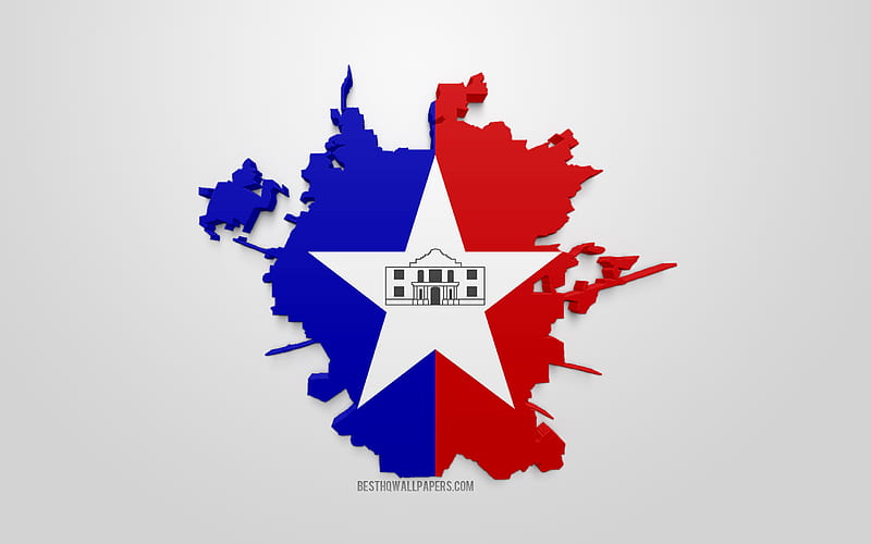 San Antonio map silhouette, 3d flag of San Antonio, American city, 3d art, San Antonio 3d flag, Texas, USA, San Antonio, geography, flags of US cities, HD wallpaper