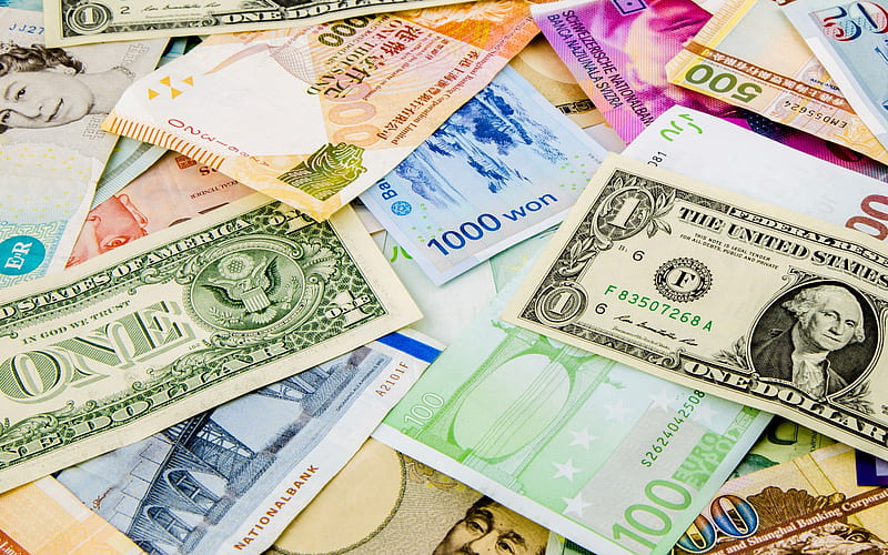 money, different currencies, world money concepts, money texture, different money, finance concepts, HD wallpaper