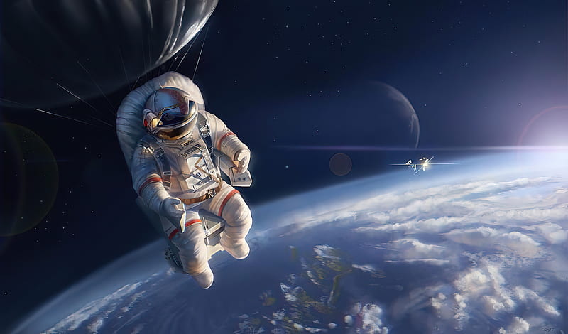 The Ascention Astronaut , astronaut, artist, artwork, digital-art, HD wallpaper