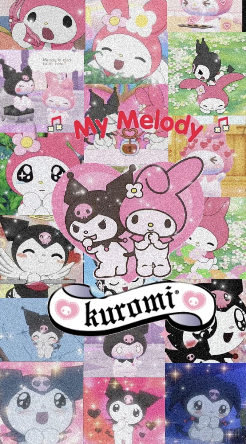 my melody and kuromi, cartoon, themes, HD phone wallpaper