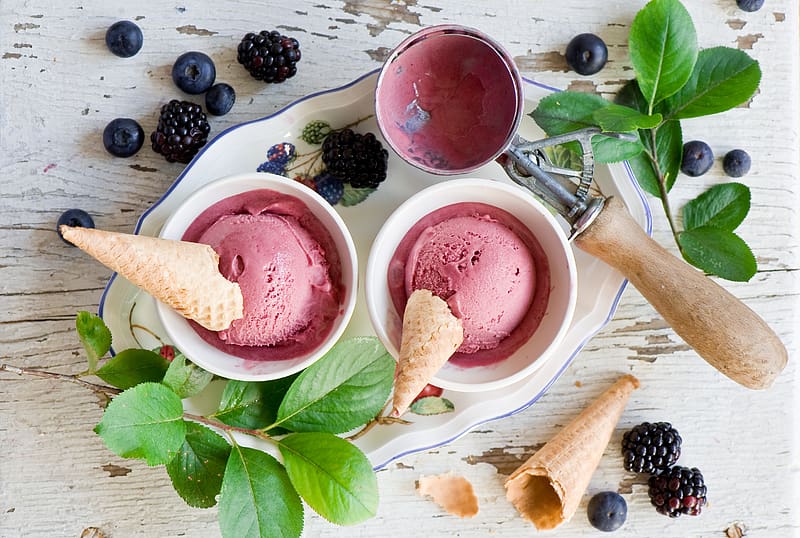 Food, Blueberry, Ice Cream, Still Life, HD wallpaper