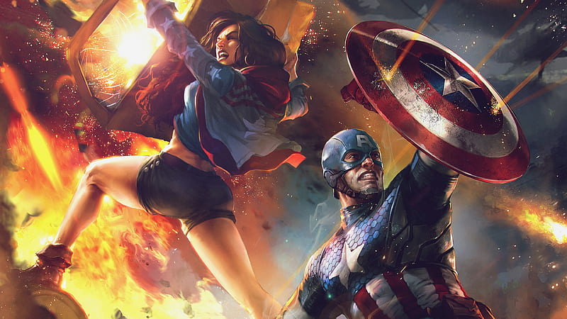 Captain America And Miss America, captain-america, miss-america, superheroes, artist, artwork, digital-art, artstation, HD wallpaper