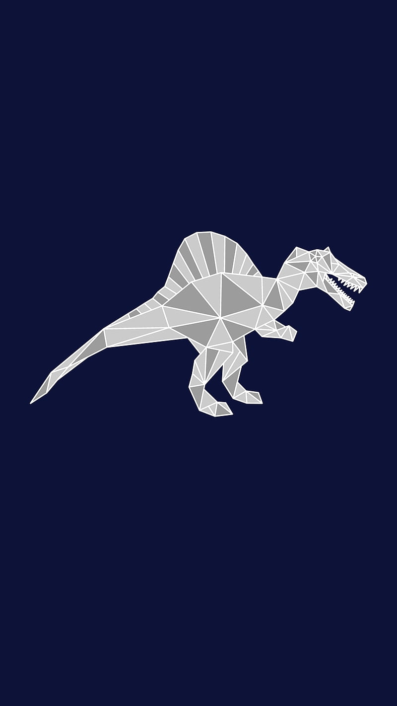 Geometric Spinosaurus, DimDom, Dino, Dinosaur, Dinosaurs, Spinosaurus art, blue, cool, cute, desenho, gris, low poly, pattern, HD phone wallpaper