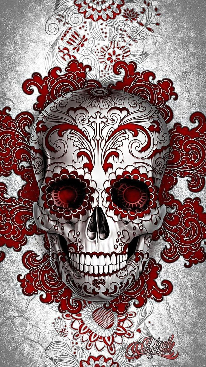 Skull, art, roses, skulls, tattoo, HD phone wallpaper