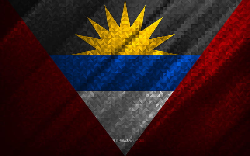 Flag of Antigua and Barbuda, multicolored abstraction, Antigua and Barbuda mosaic flag, Antigua and Barbuda, mosaic art, Antigua and Barbuda flag, HD wallpaper