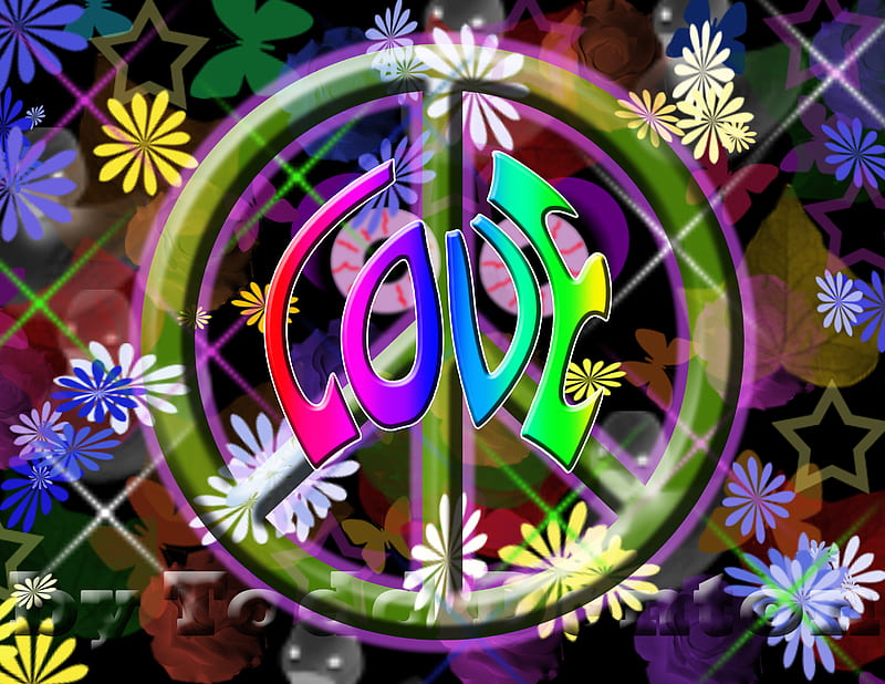 Welcome back to the 60's, flower power, peace sign, 60s, love, HD wallpaper