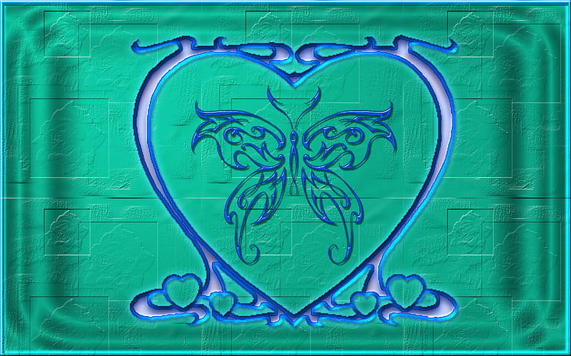 fluttering heart, tribal, butterfly, rose, heart, HD wallpaper