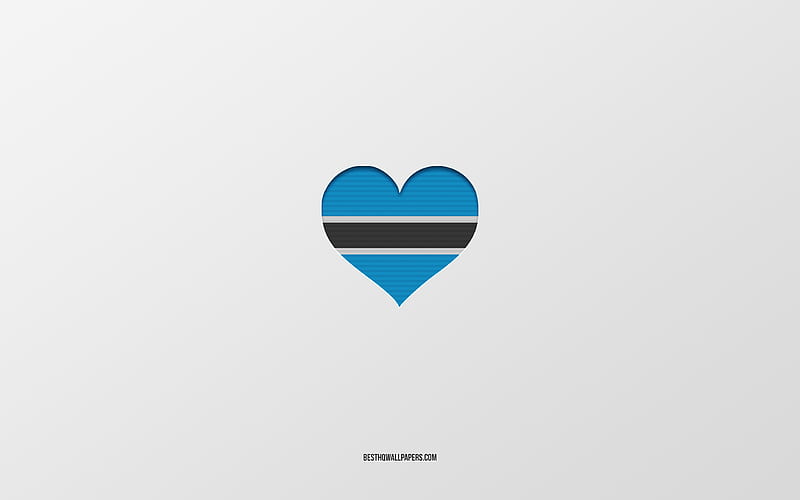 I Love Botswana, Africa countries, Botswana, gray background, Botswana flag heart, favorite country, Love Botswana, HD wallpaper